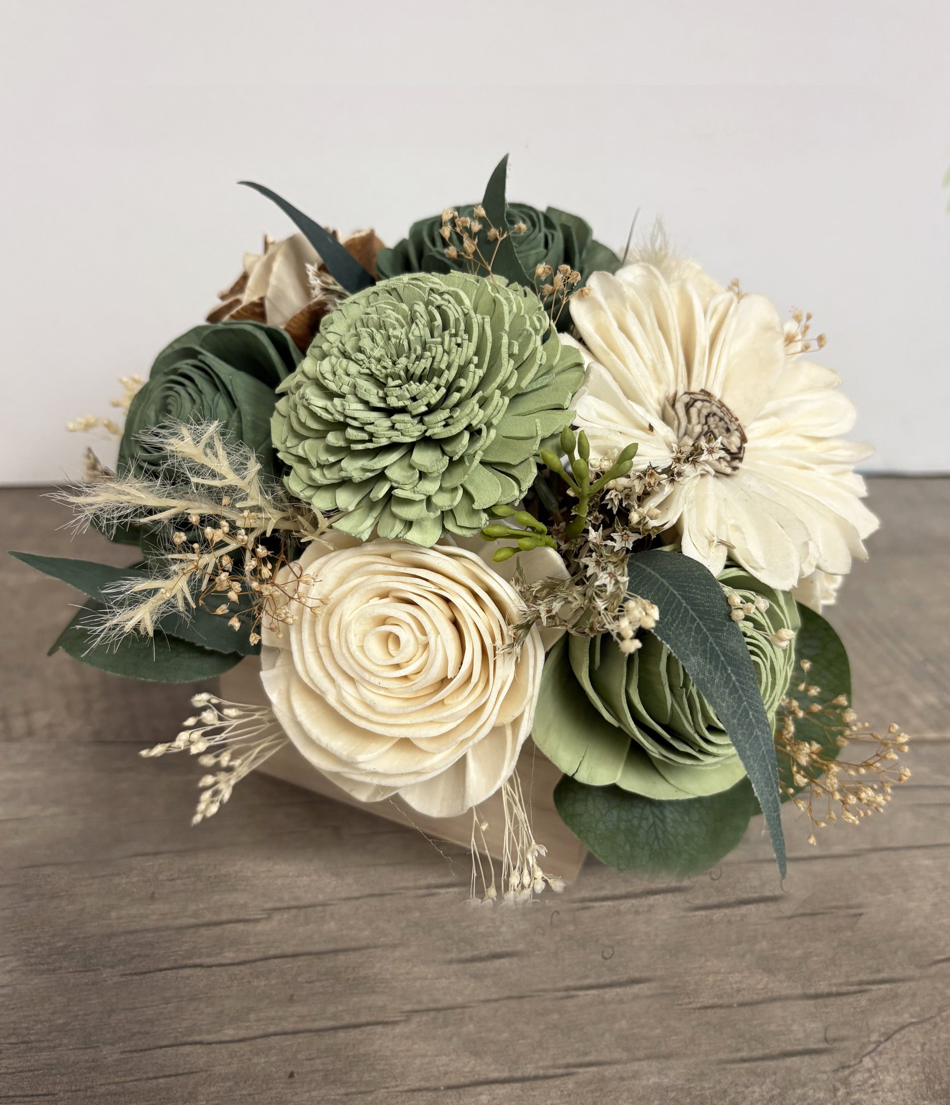 Olive Bloom Wooden Centerpiece