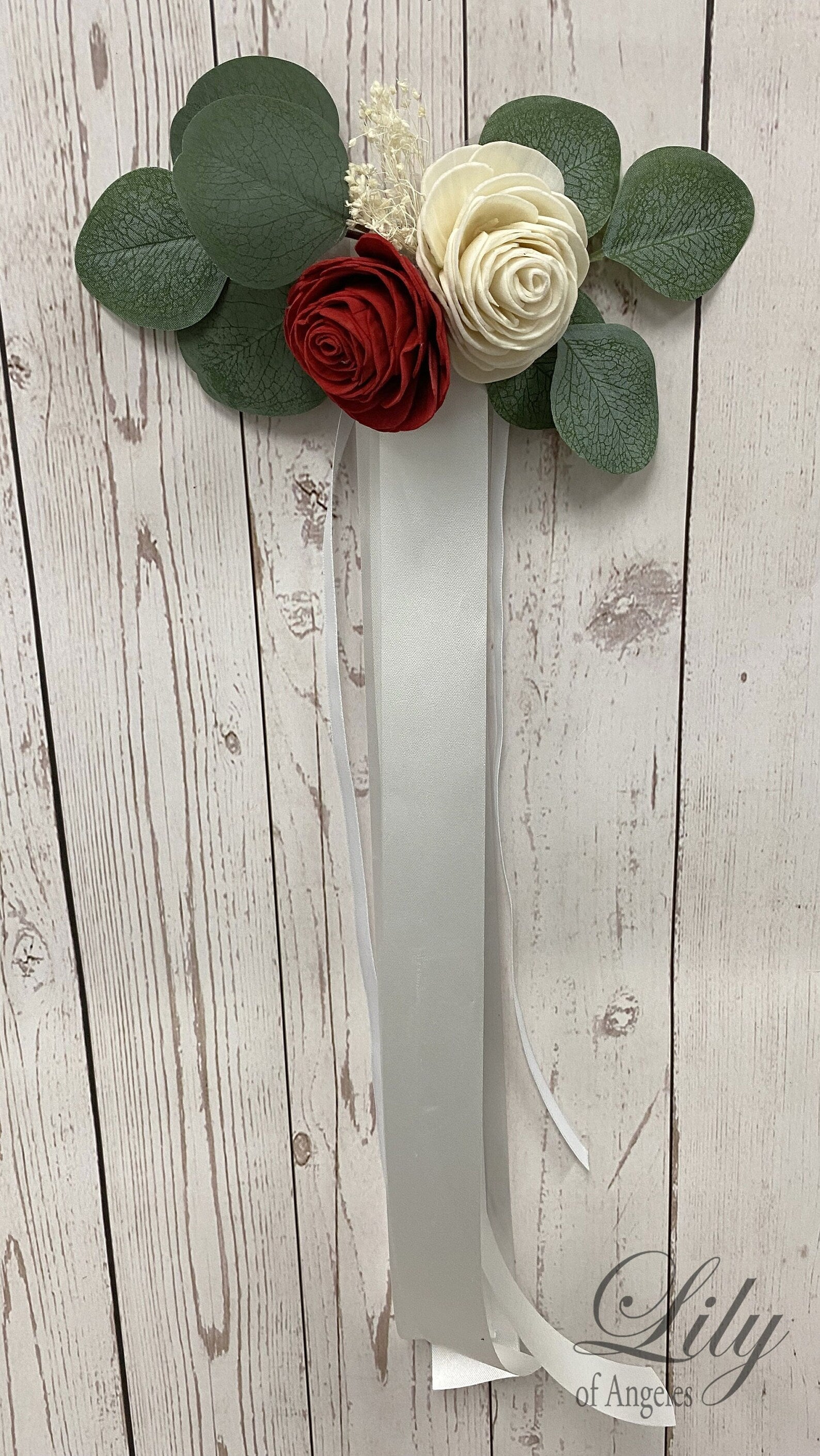 Lot of 4 double rose pew decoration