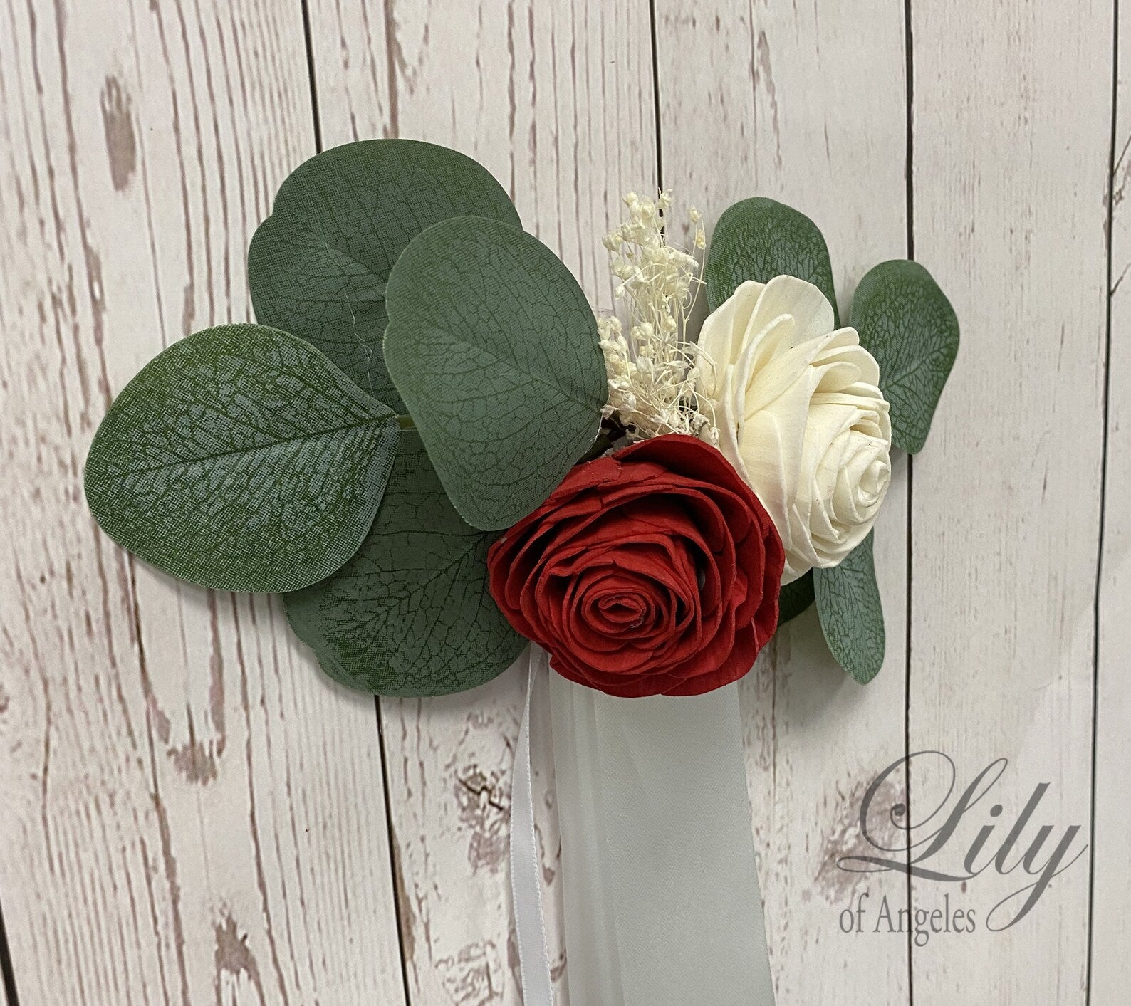 Lot of 4 double rose pew decoration