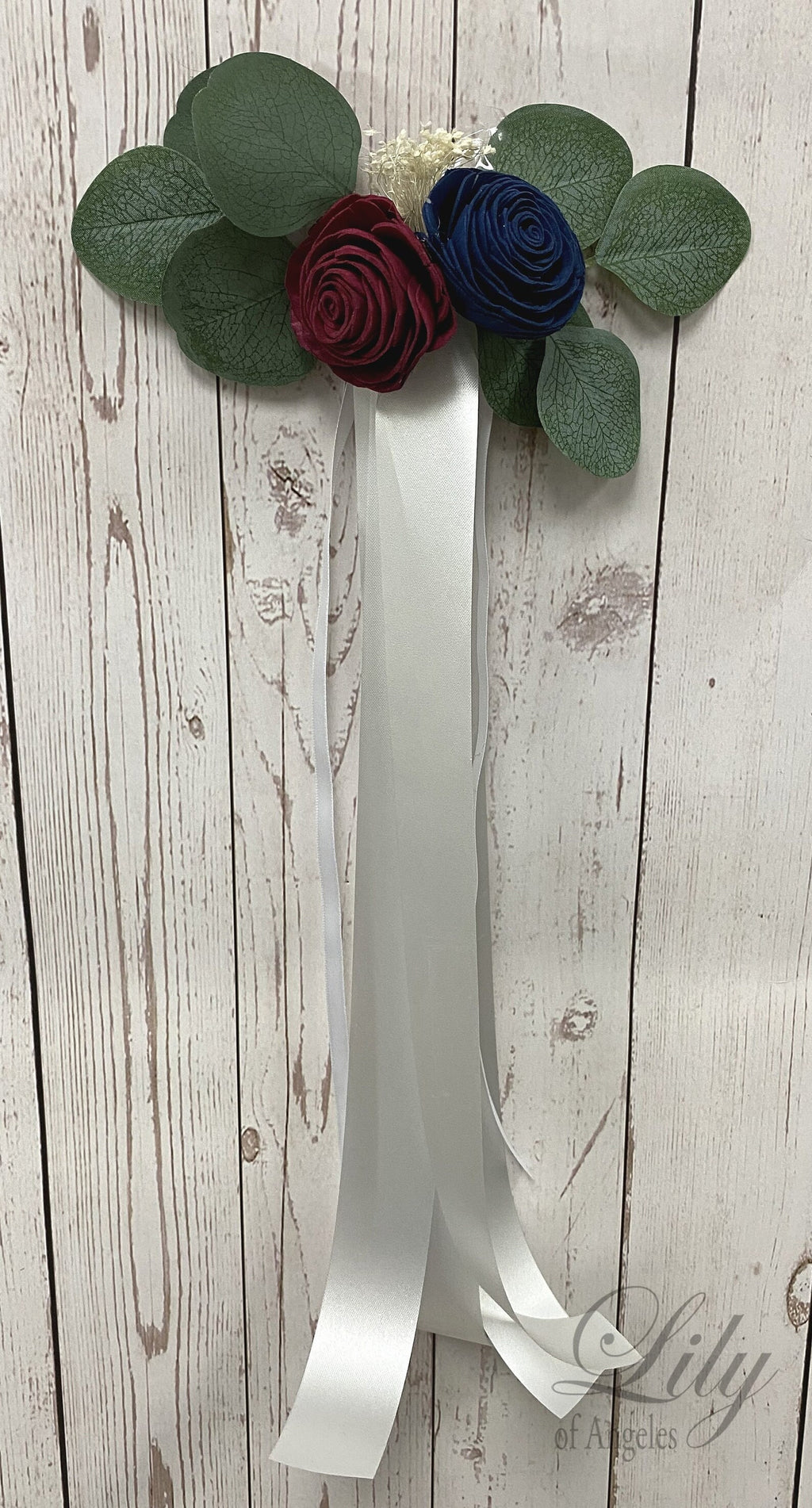 Lot of 4 double rose pew decoration