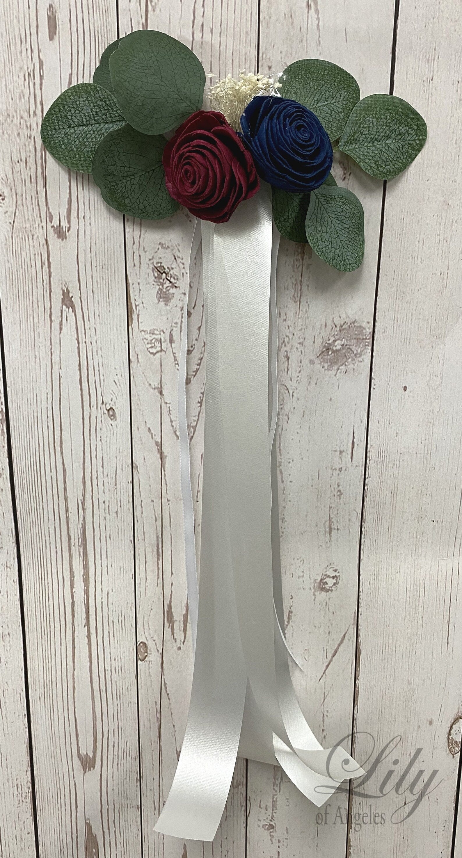 Lot of 4 double rose pew decoration